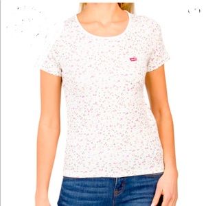 Levi’s ribbed embroidered logo T W/ dainty flowers